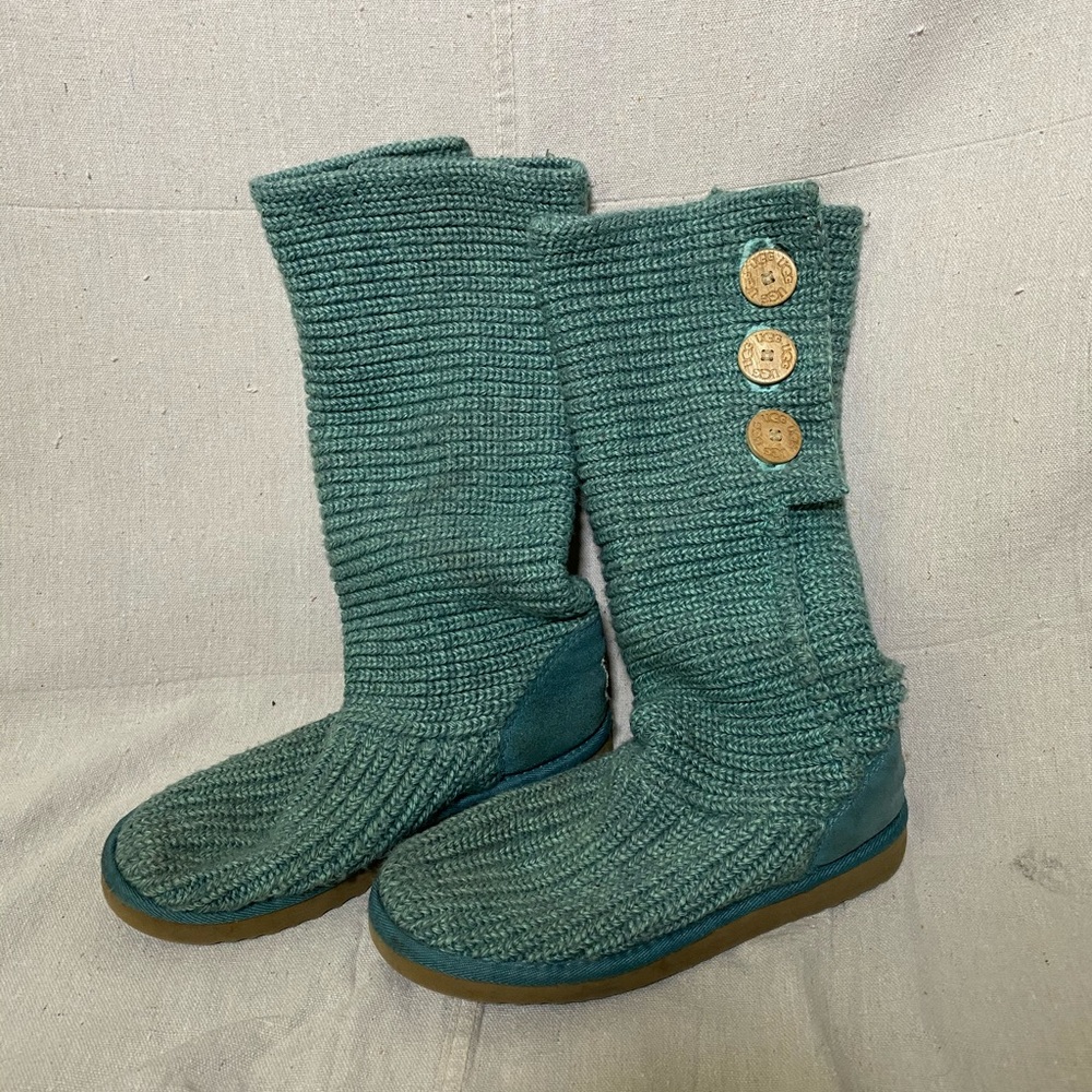 Teal sweater knit ugg boots